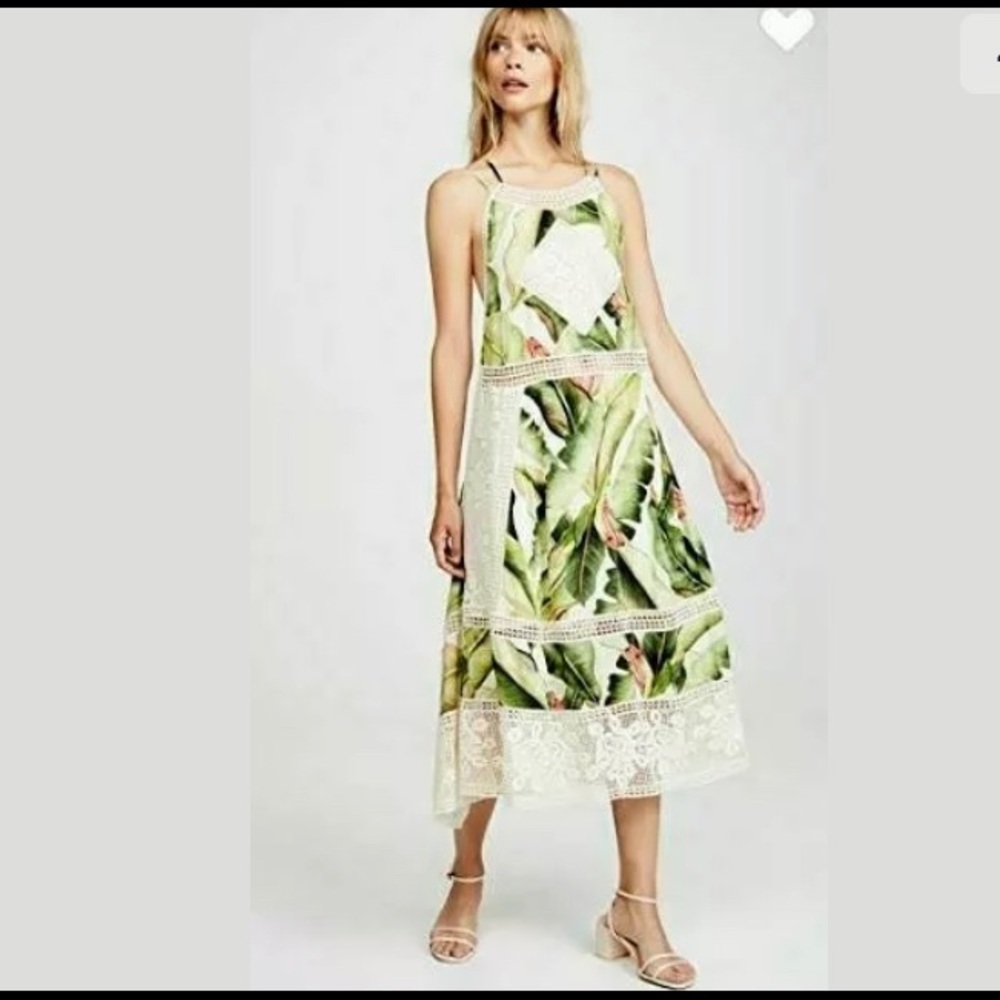 Farm Rio Palm leaf crotchet dress